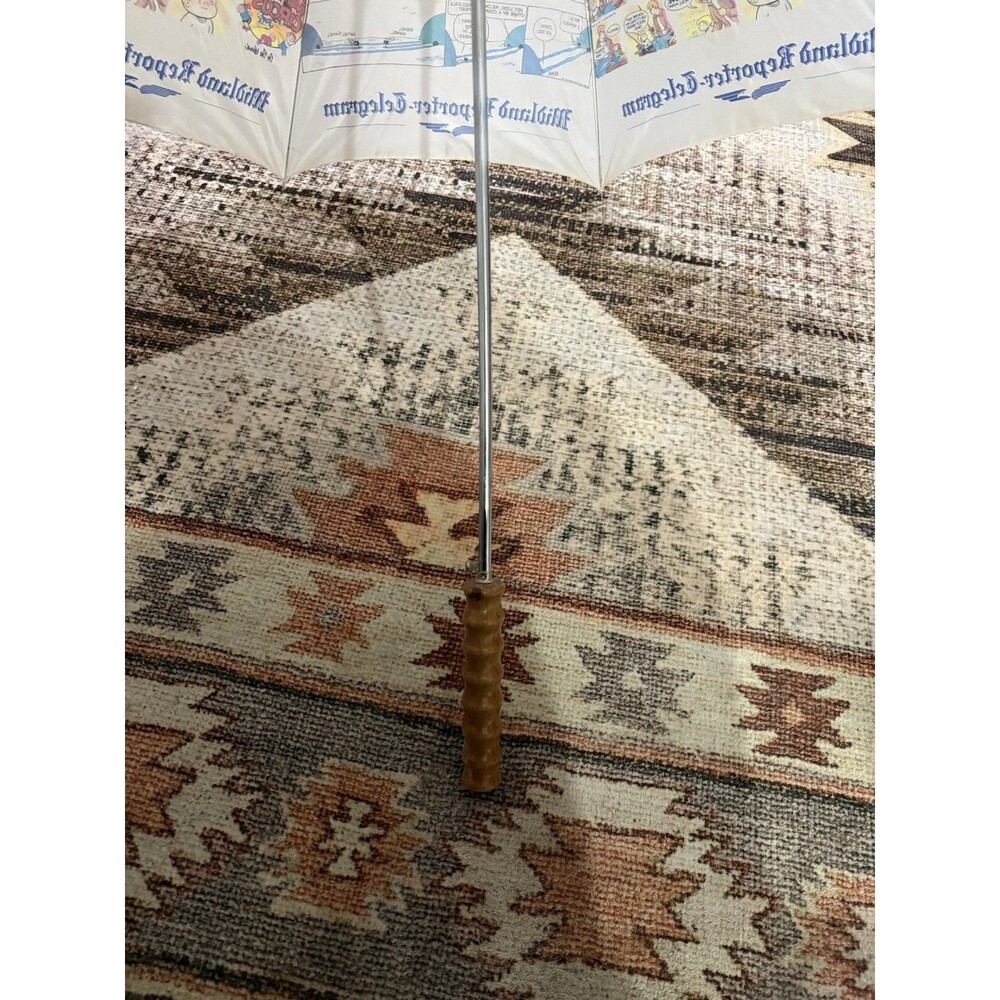 2 Vintage Umbrellas Newspaper Umbrella Cartoon Comic Strip Print Wood Handle - Picture 6 of 9